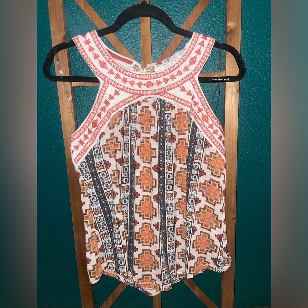 Jolt Multicolor Tribal Pattern Top